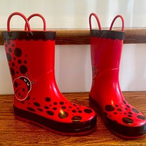 Rainbow Daze ladybug rain boots.  Toddler Size 11/12.